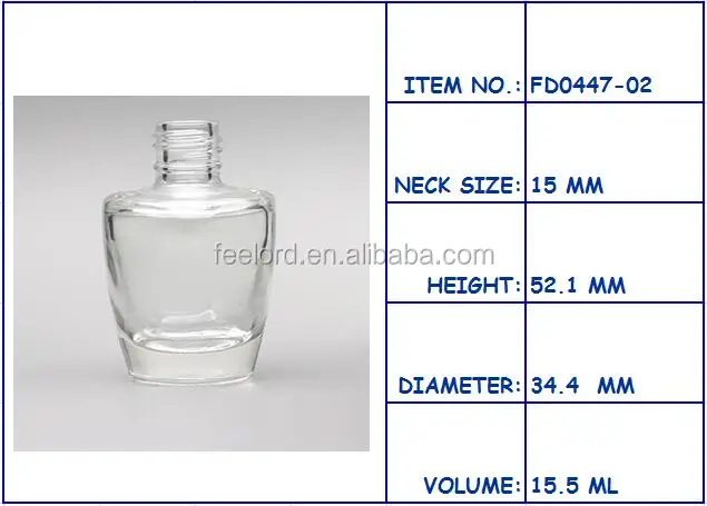 15ml big nail gel polish bottle FD0447-02 clear nail polish glass bottle