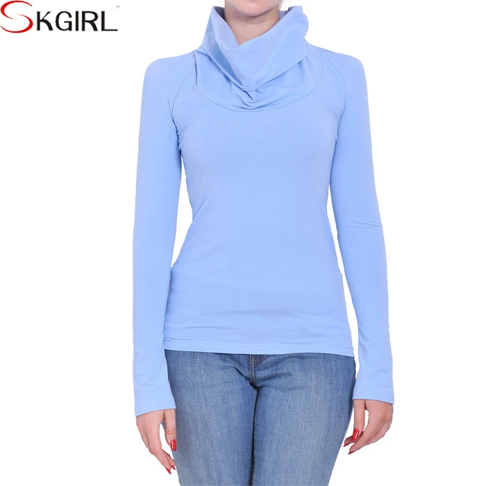
Long sleeve cowl turtleneck jersey winter autumn plus size basic blouse tops for fat women 
