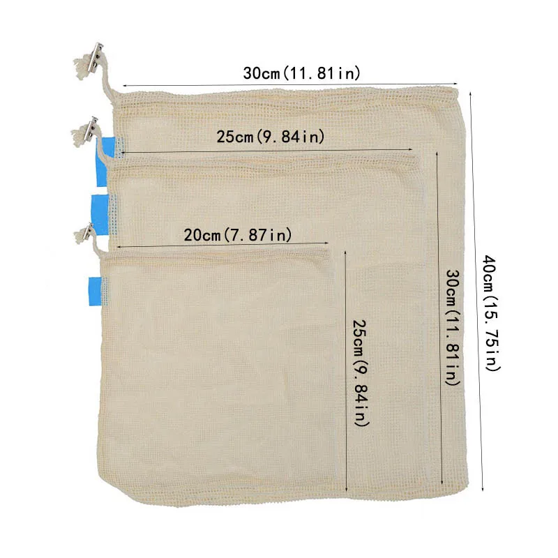 Hot selling Eco friendly Food Grade Reusable Grocery Cotton Mesh Bag with 100% Organic Cotton cotton mesh pouch