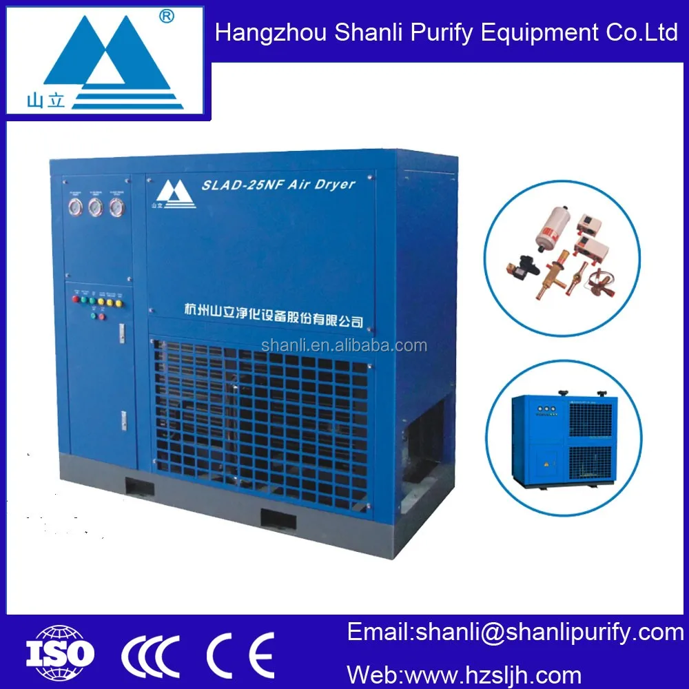 Compressor freeze air-cooled refrigerated compressed air dryer for power plant textile medical with R134A and R407C refrigerant