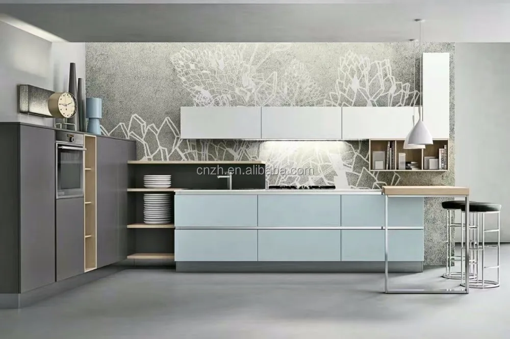 Liberia high glossy finish integrated kitchen cabinets small kitchen design