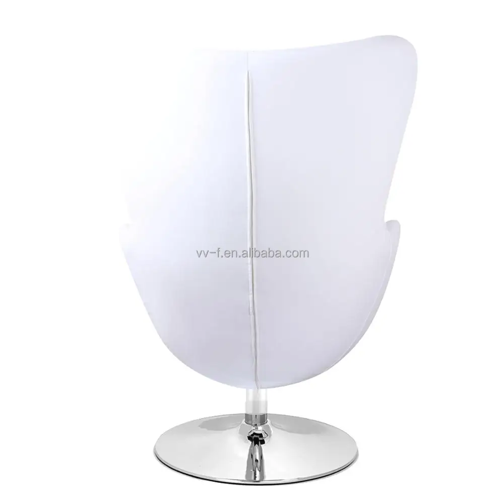 Простой дизайн, бело-золотистый кожаный вращающийся стул в форме яйца