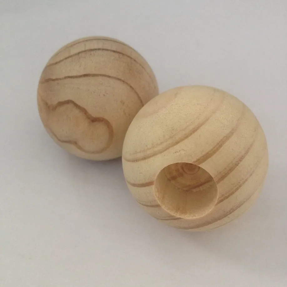 Бусины из натуральной сосны 45 мм, круглый деревянный шар с полуотверстием для проектов «сделай сам»