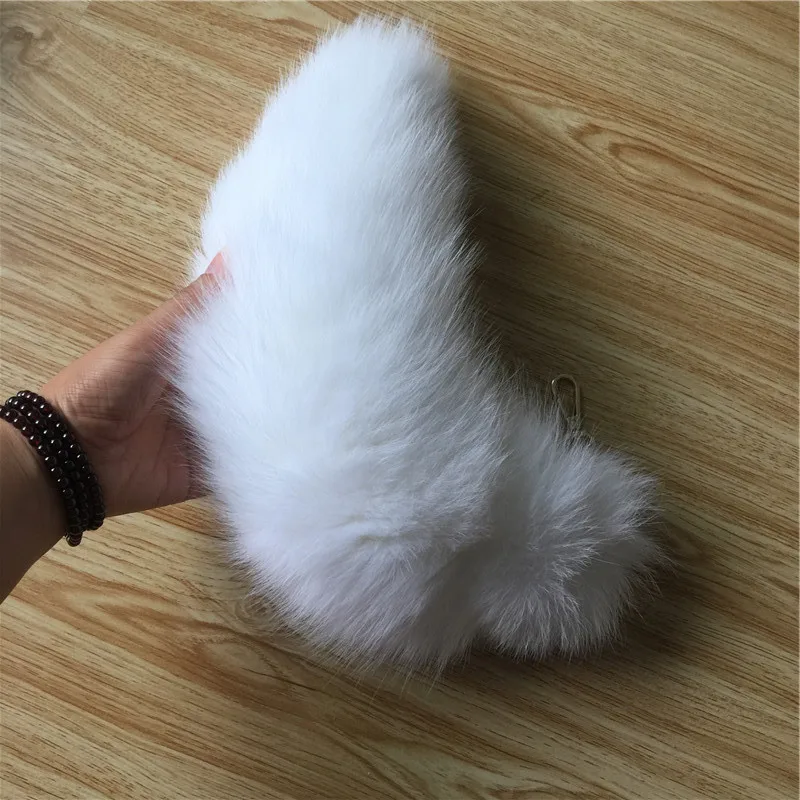 Real Fur Key Chain Fox Tail Fur Keychain White Fox Fur Tail