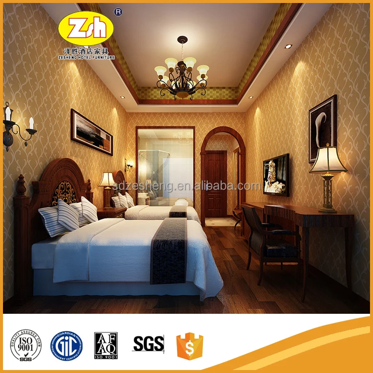 Dubai Hotel Apartment Villa Bed King Size Bedroom Furniture ZH-239