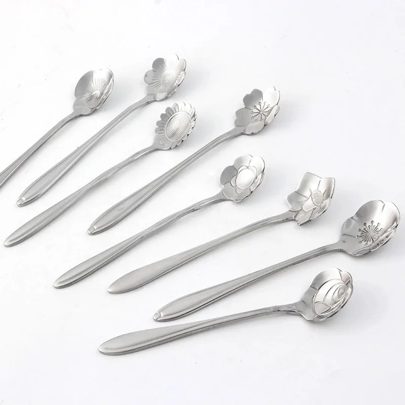 Flower Shape Rose Gold Stainless Steel Coffee Mixing Spoons for Promotion