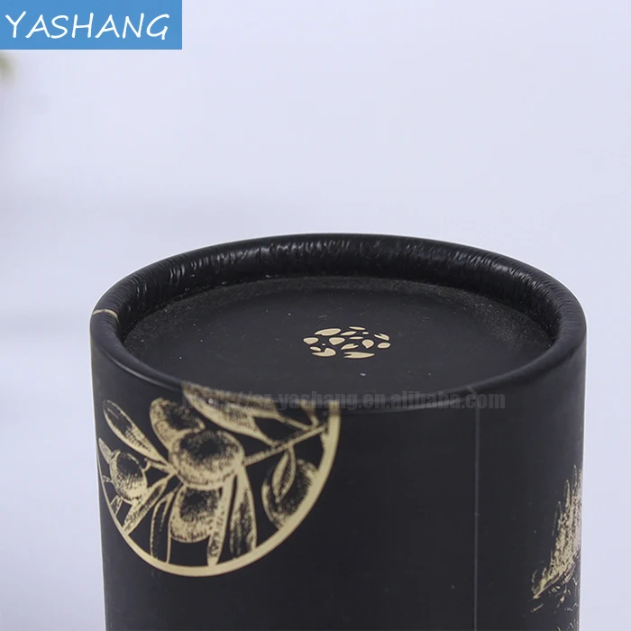 Black round box with matte gold logo printed cardboard tube gift mailer customized box for dress cardboard packaging
