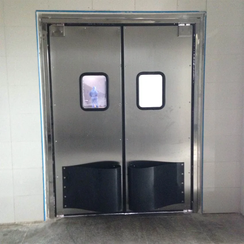 Impact resistant swing double leaf traffic interior door for factory