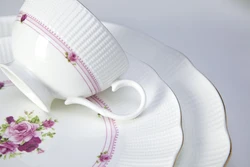 Chinese factory wedding event plates rose flower sets dinnerware