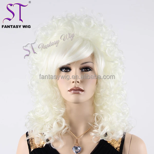 ST Guangzhou Factory Wholesale Cheap Wigs Women Luxurious Wigs Synthetic Hair Jerry Curly Long Beige Synthetic Hair Wigs