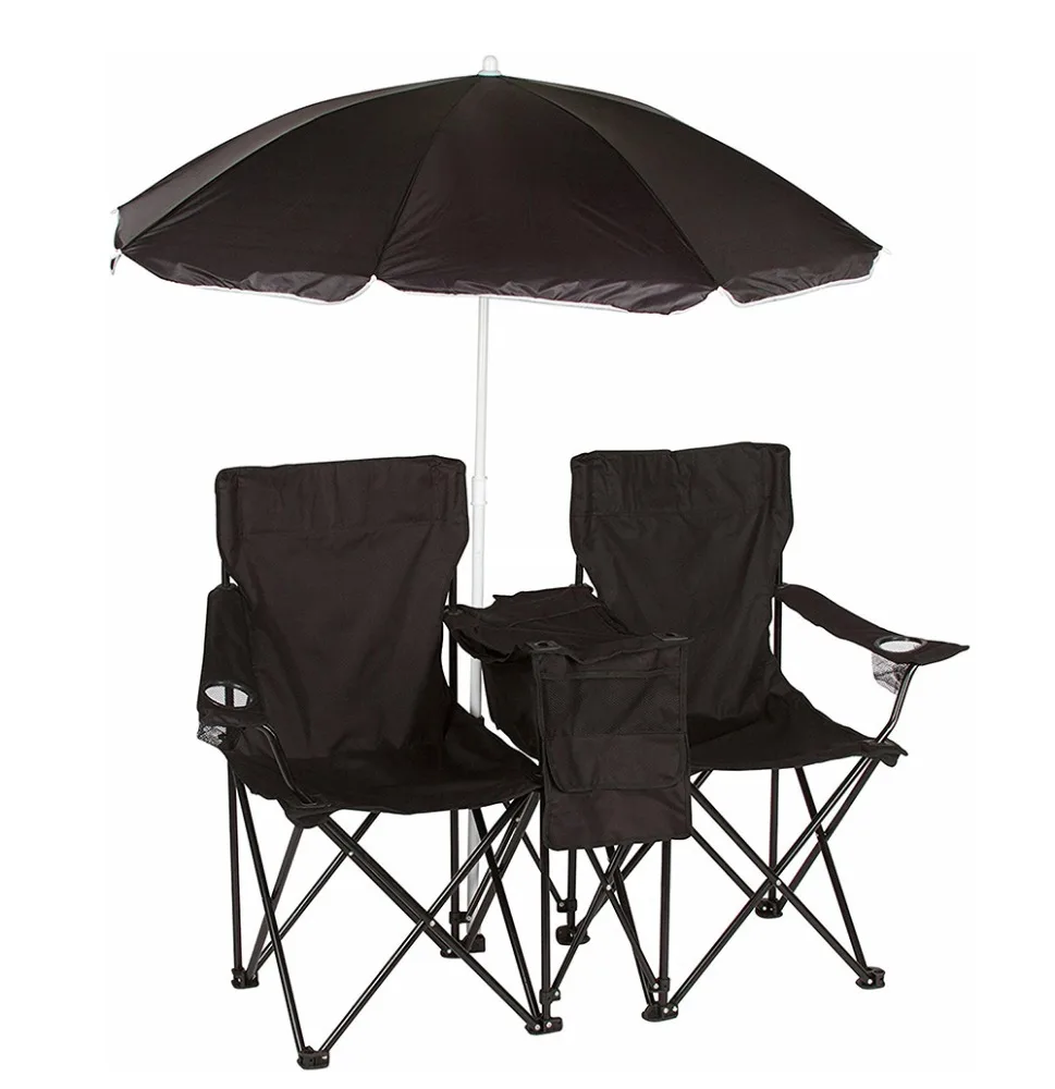 Tianye picnic Double Folding camping beach Chair with umbrella Cooler
