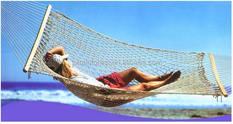 Mesh Hammock Cotton Rope Hammock for Yard Camping Travel