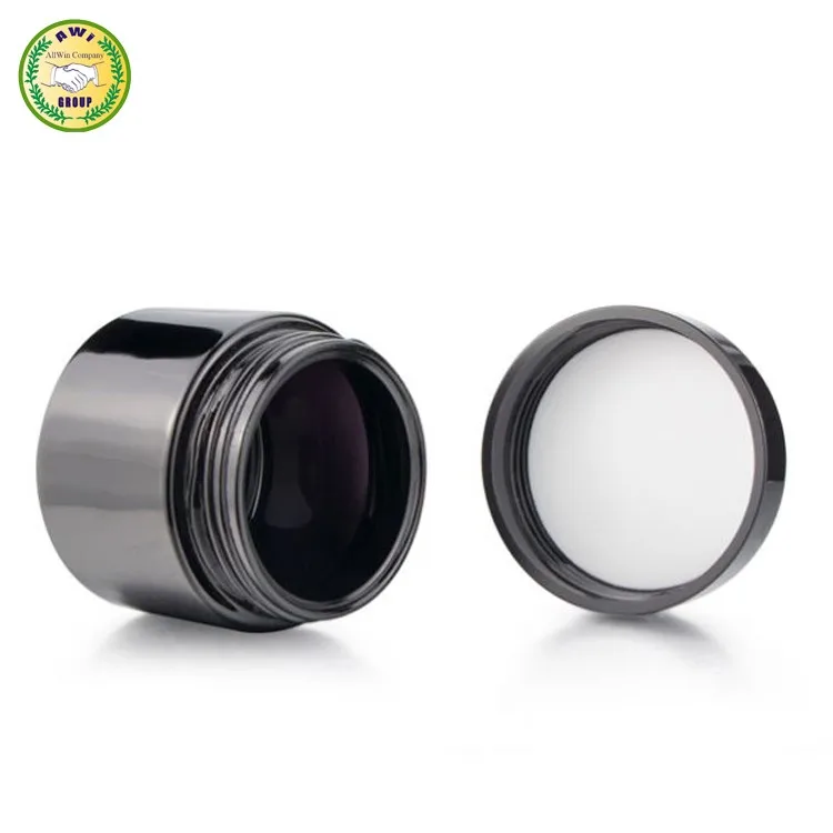 Uv glass jar Dark violet black straight side cosmetic cream bottle jar flat screw lid glass wide mouth open 50g 100g 200g 250g