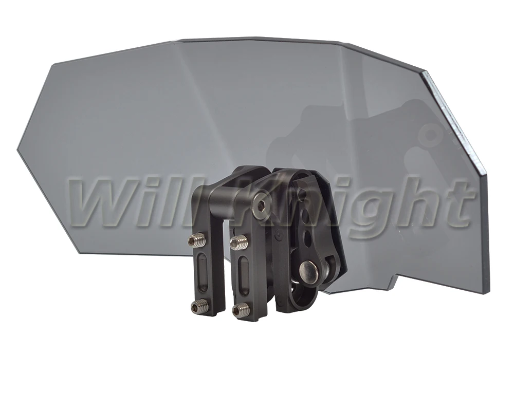 Universal Adjustable Front Windscreen for Motorcycle Universal Smoke Windshield with Matte Grey Metal