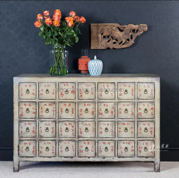 Chinese living room antique original drawers rustic wooden medicine cabinet