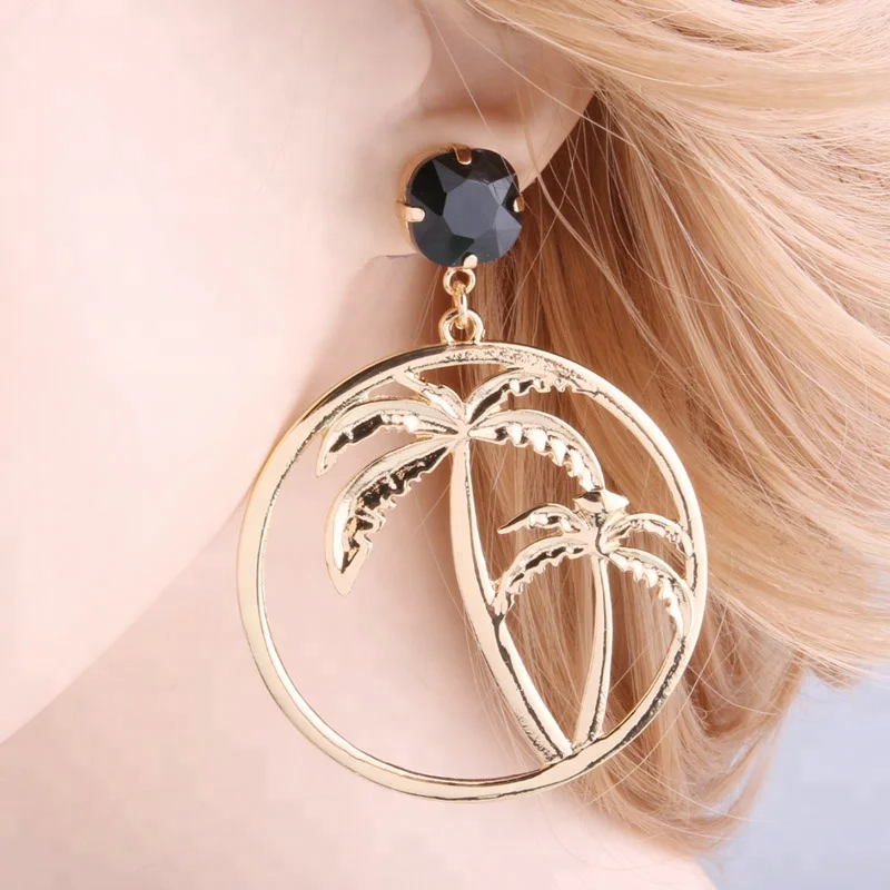 
NeeFu WoFu Drop Earrings Brand Crystal Earring Big Earring Fashion Coco Earrings Large Metal Long Brinco Oorbellen Gift 