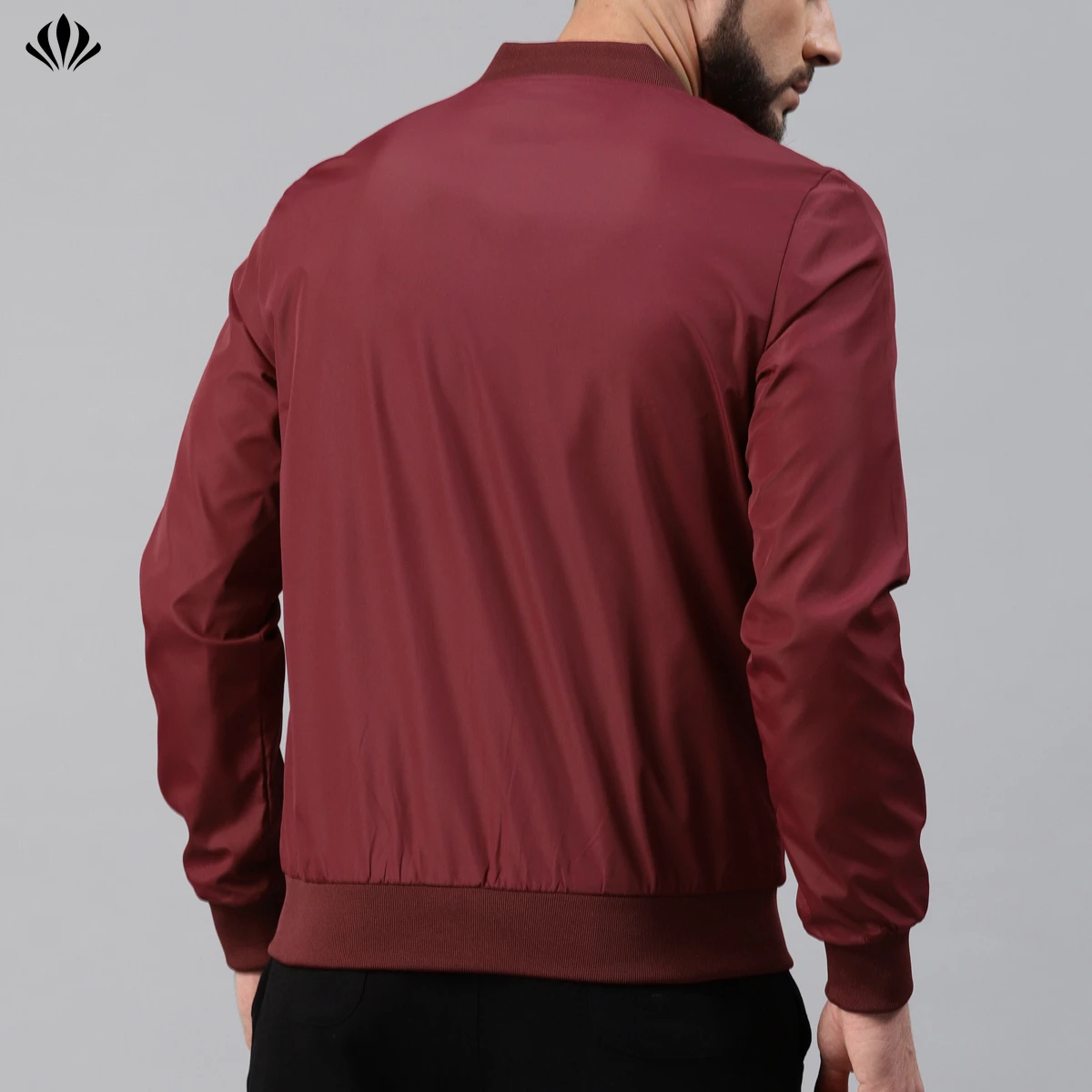 Wholesale Custom Printing Men Red 100% Polyester Long Sleeve Hip Hop Jacket Men Maroon Solid Bomber Jacket