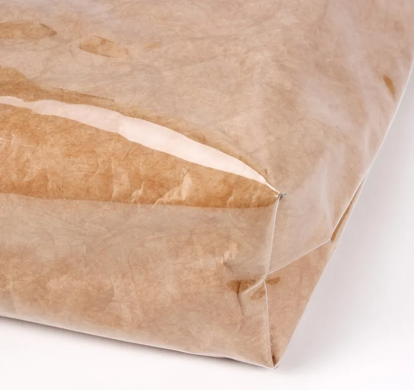 Clear brown tyvek paper waterproof PVC bag with gusset