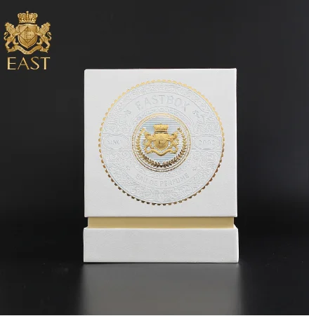 Luxury Custom Design Golden Emboss Recycled Materials Custom Perfume Box Perfume