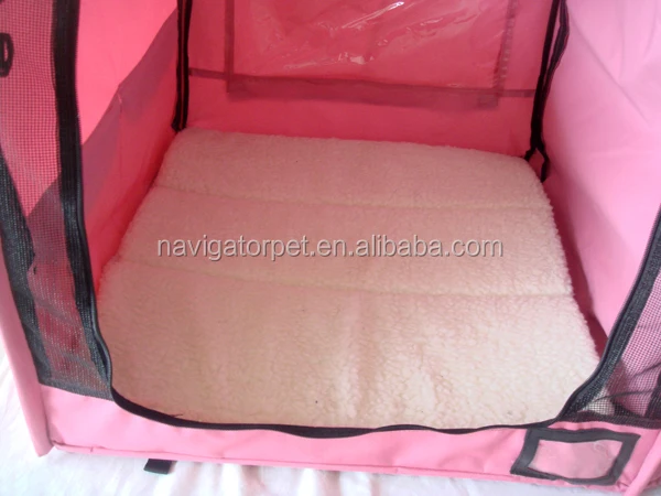 Pink Double Folding Pet Crate with Hammock