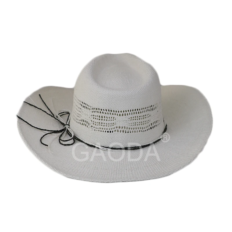 Summer White Straw Cowboy Hat Wholesale Fashion Man Beach Hat