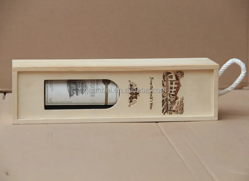 2024 Custom cheap wood gift boxes for single wine bottle wooden wine packaging box