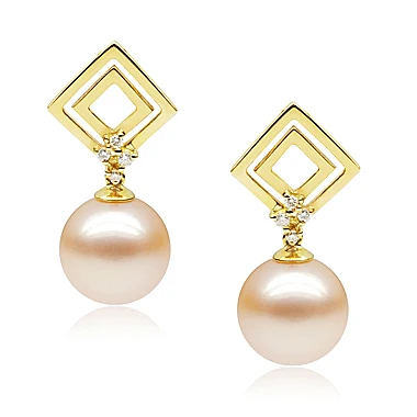 
Wedding 18K 750 yellow gold Pink Freshwater Pearl Sets jewelry factory wholesale 