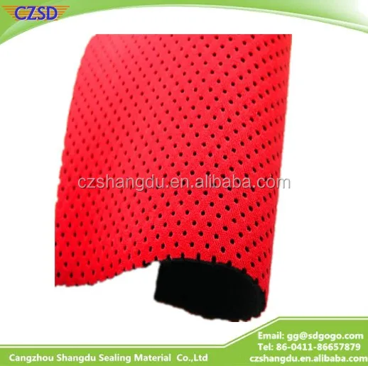 SD Perforated rubber Breathable Neoprene embossed pattern sponge synthetic rubber Gel skidproof fabric sheet