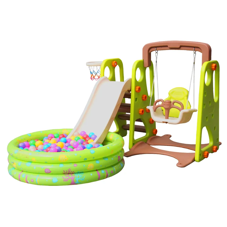 Kindergarten Indoor plastic slide and swing playground equipment set for kids