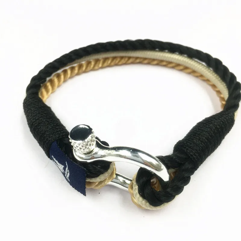 Online shop hot selling multi color cheap custom Shackle nautical rope bracelet men