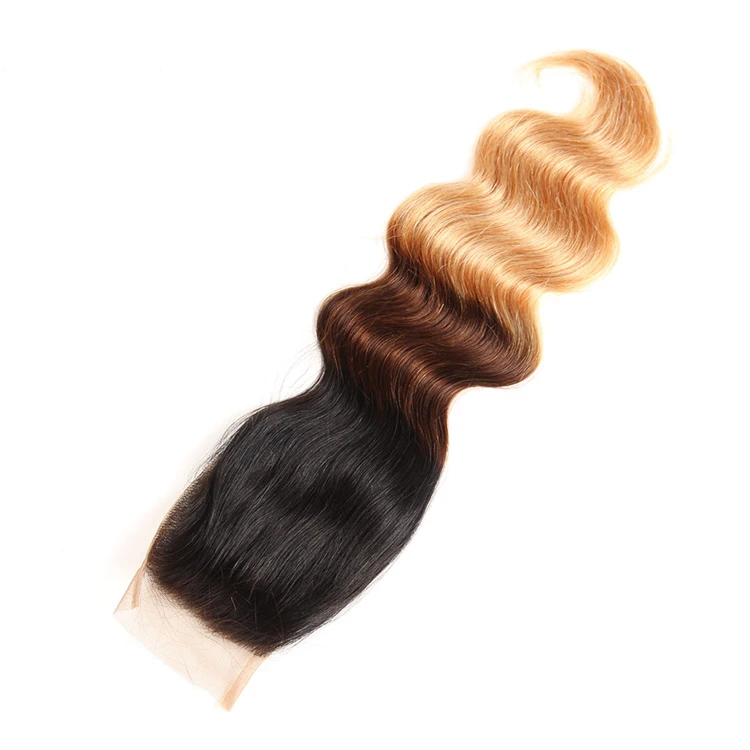 Factory Wholesale Fast Shipping Full Cuticle 100% Virgin Brazilian Ombre Hair Bundles With Lace Closure