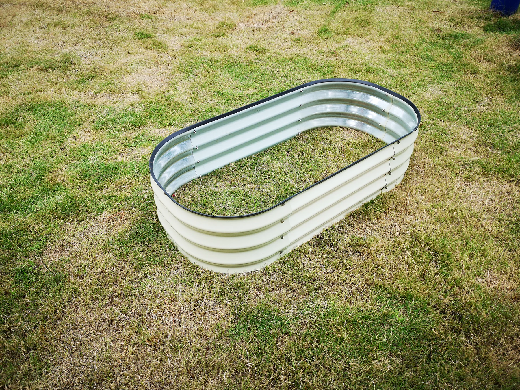 
G-MORE 60x120x30CM Outdoor Steel Raised Garden Bed,Sliver/Ivory Raised seed beds 