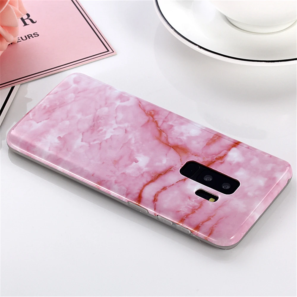 
Pink IMD TPU Luxury Marble mobile phone Covers For Samsung Galaxy S9 plus 