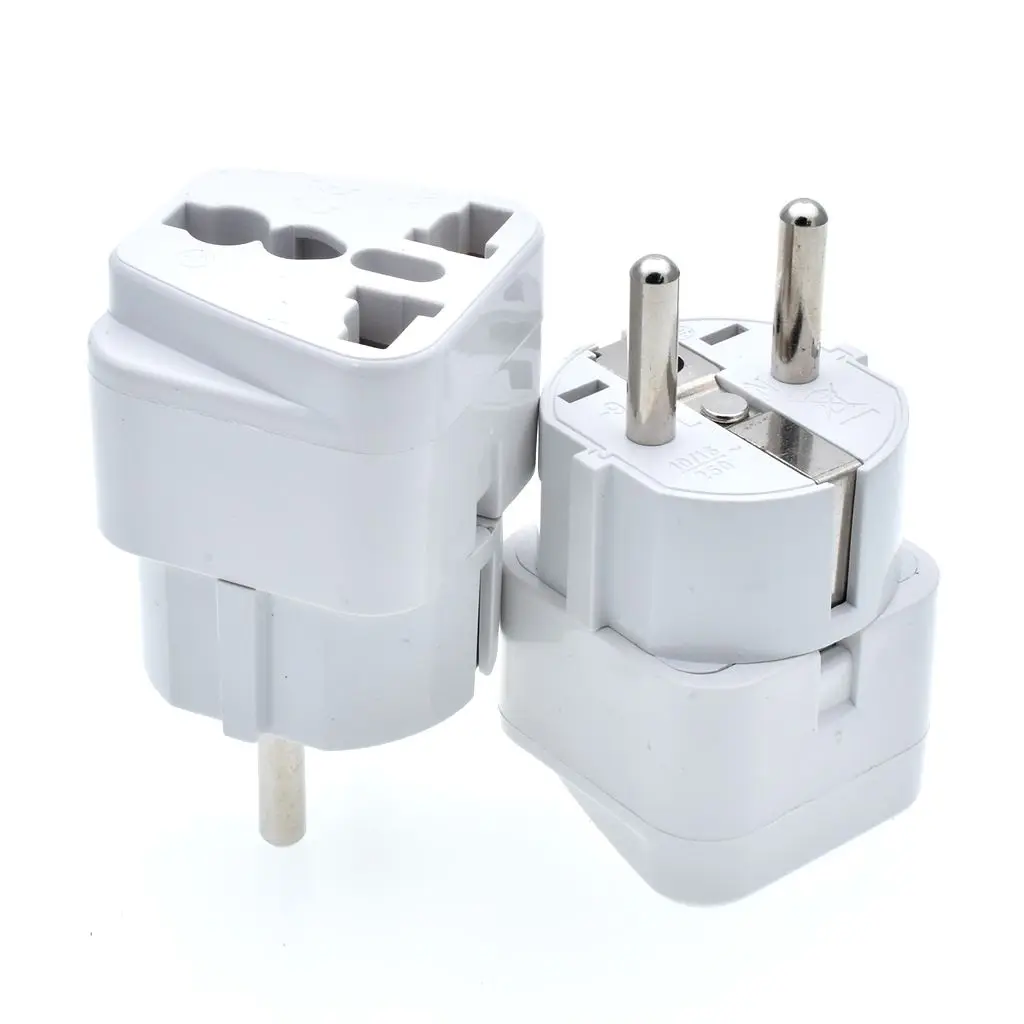 Schuko, Germany France Travel Power Adapter, Grounded European Plug - Type E/F Outlet, Adaptor for USA to Europe EU Socket