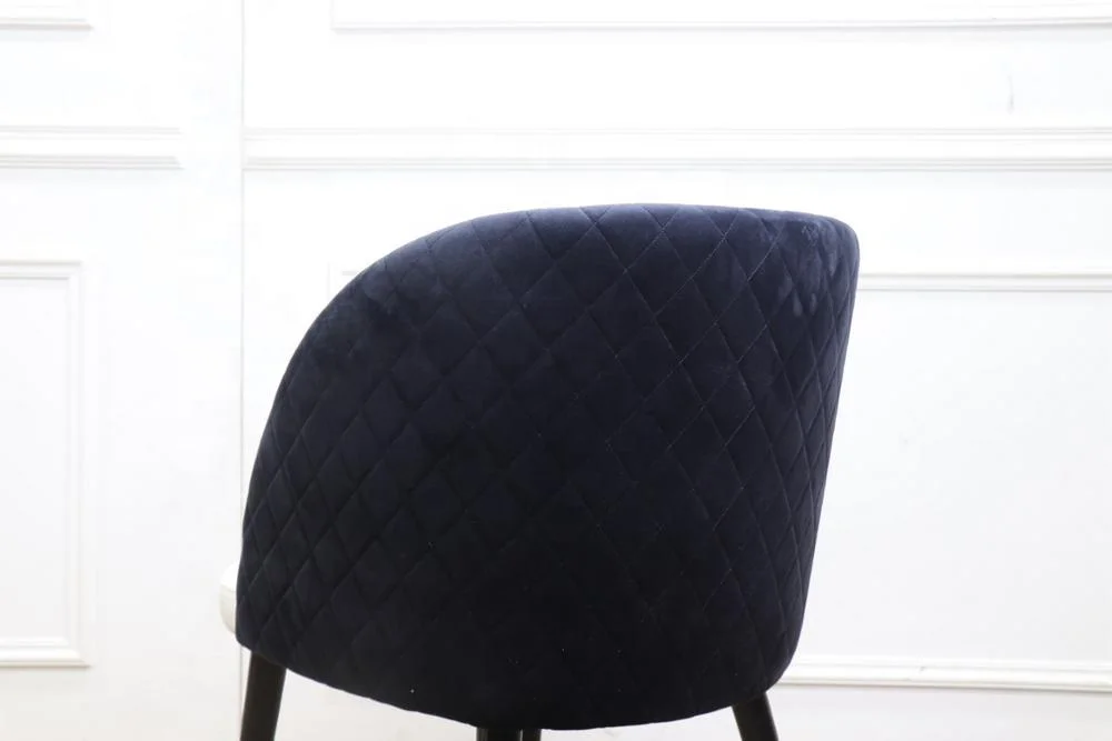 black and white velvet fabric modern dinning chair with gold brass button legs