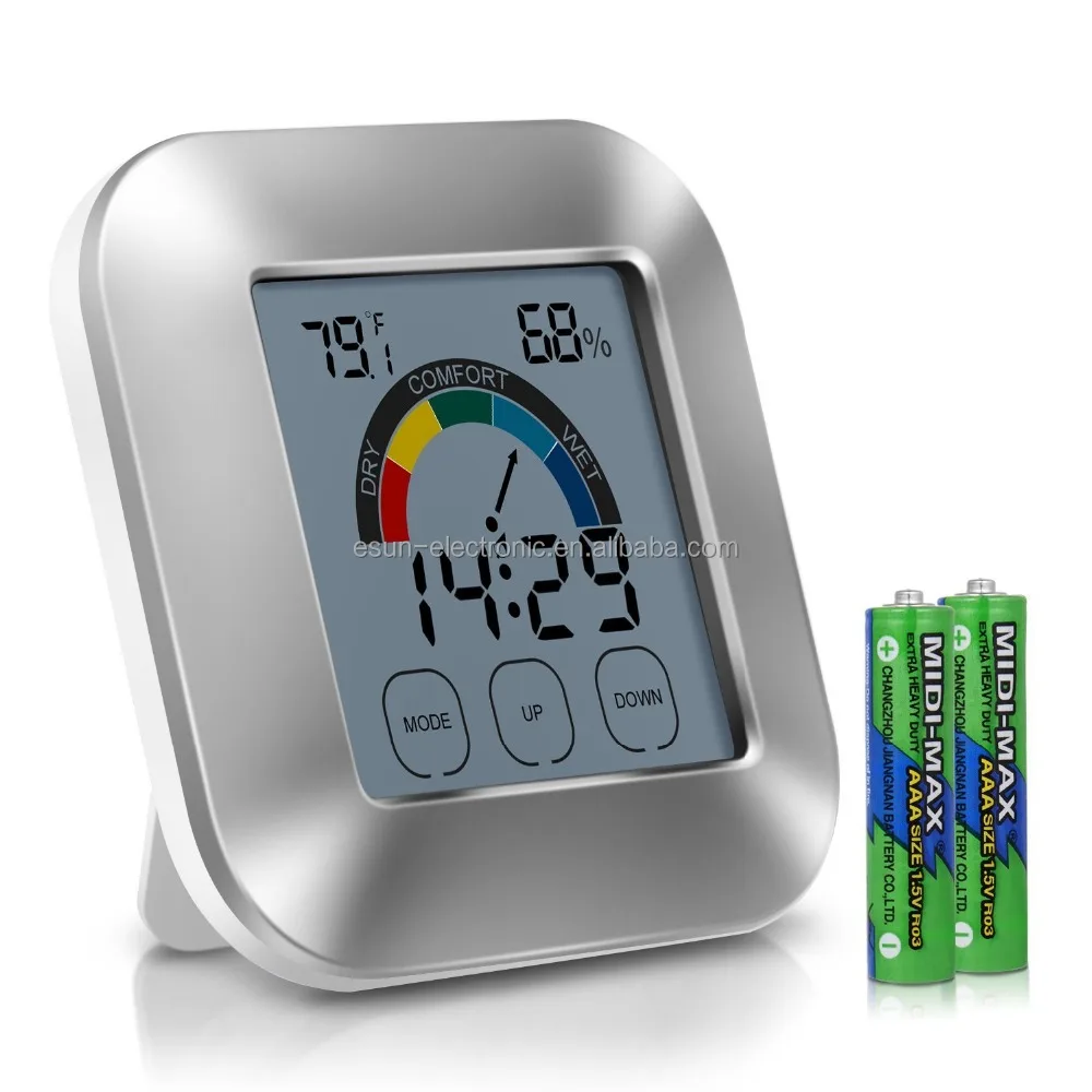 Indoor Thermometer Temperature Humidity Monitor with Smart Touchscreen Backlight Built-in Clock & Timer Digital Hygrometer