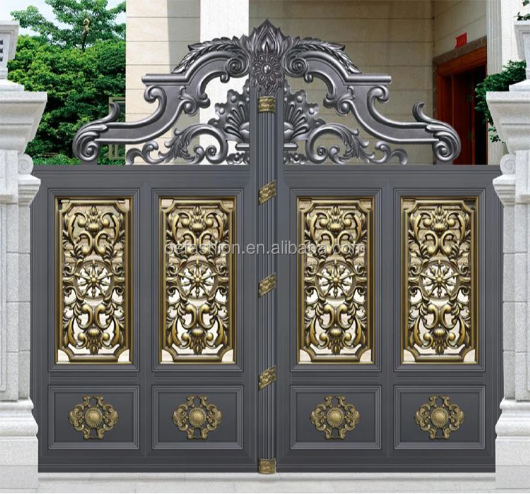 OEFASHION Antique and luxury Italy Hand-forged round top wrought aluminium door