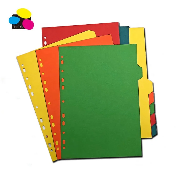 High Quality Stationery A4 10 Tab 5 Color Assorted Index Paper Divider File Folder