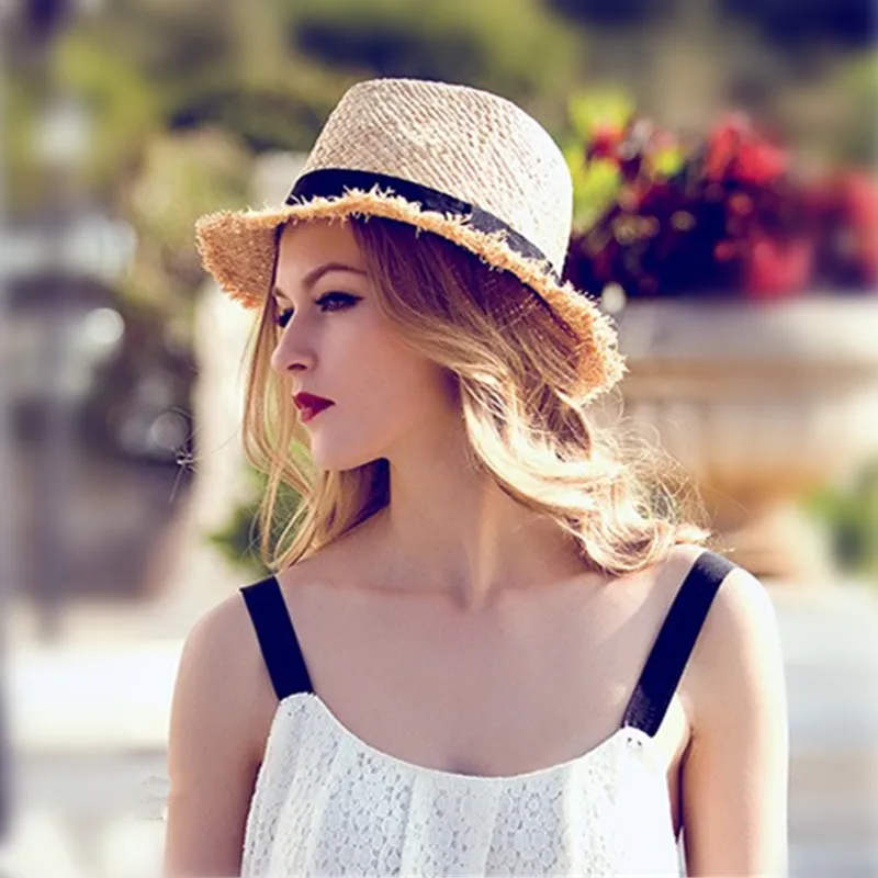 
Summer Straw Hat Cap Womens Sun Hats And Caps Panama Hat Fedora 