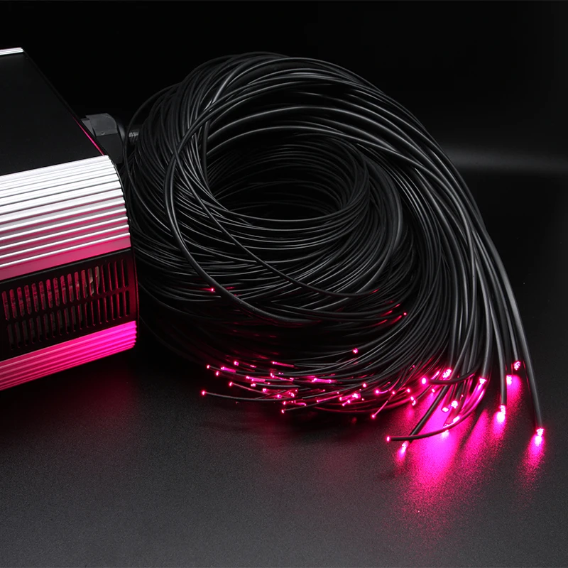 Amazon hot sale mitsubishi PEOF-2.0mm pmma end glow fiber optic cable with black jacket diy led pool light kits