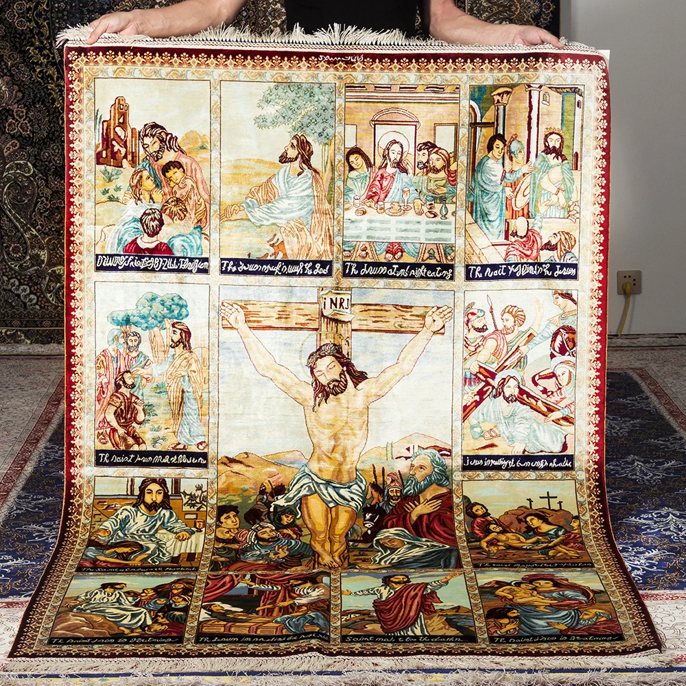 4x6 футов ручная работа настенный молитвенный персидский гобелен ковры wandteppich с Иисусом