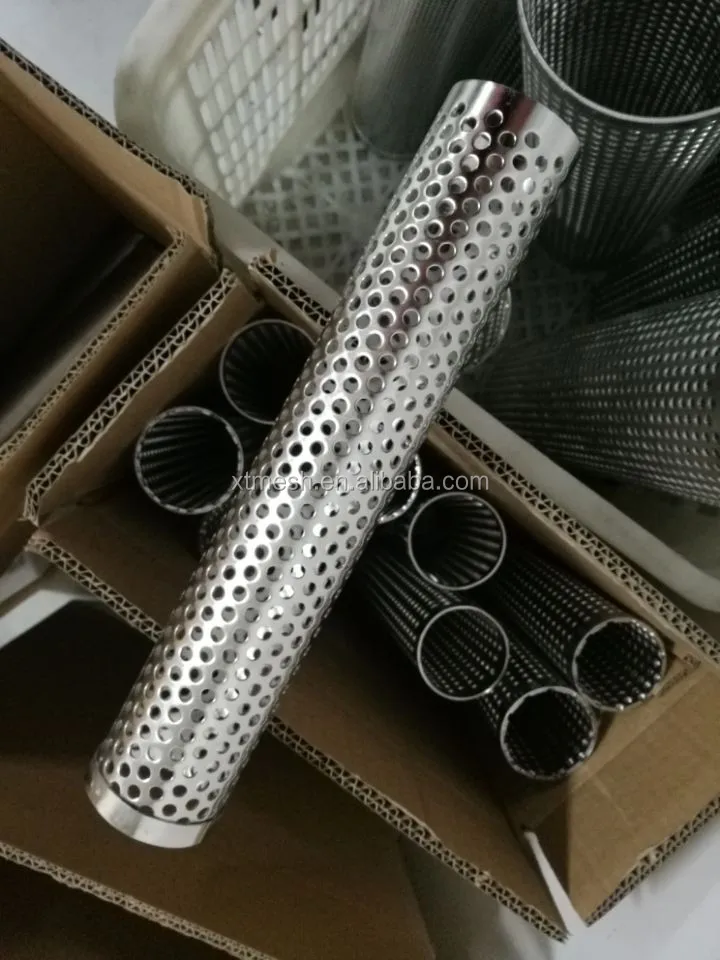 SS304 316 round hole stainless steel perforated tube for motor cycle/automobile muffler exhaust system