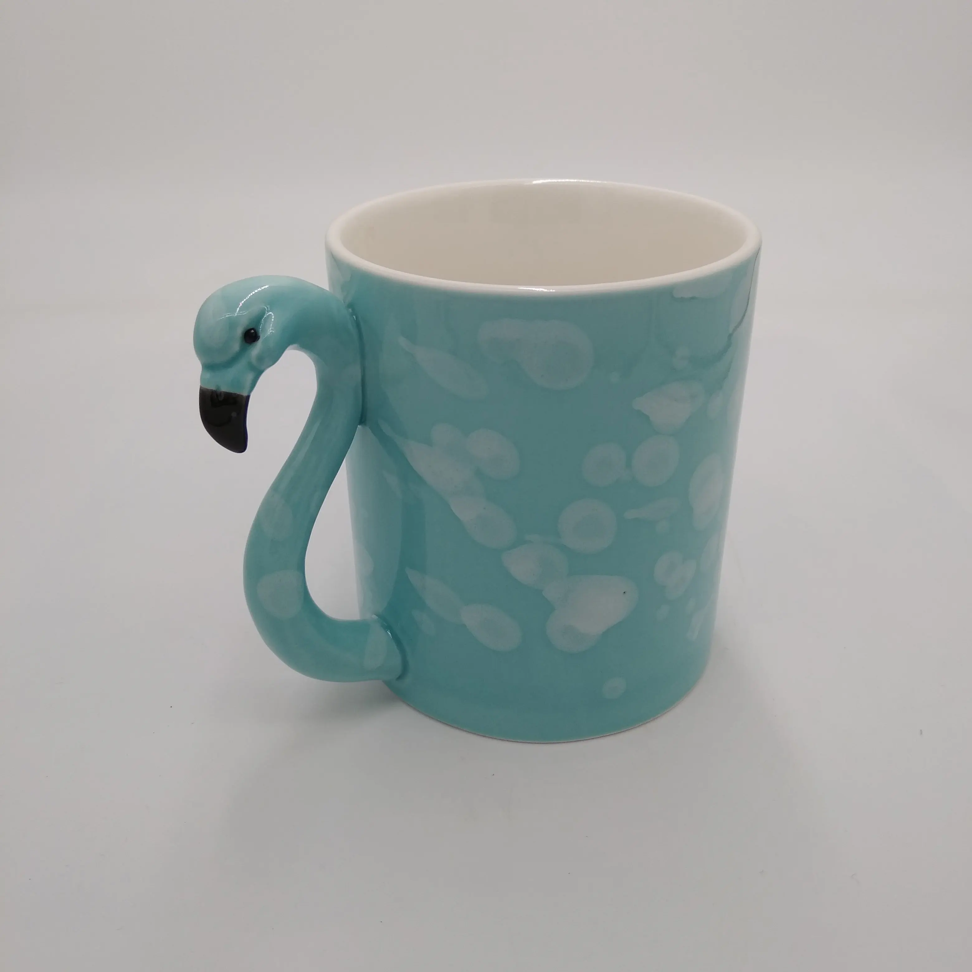 Decorative 3D Swan Design Ceramic Coffee Mugs with Flamingo Handle
