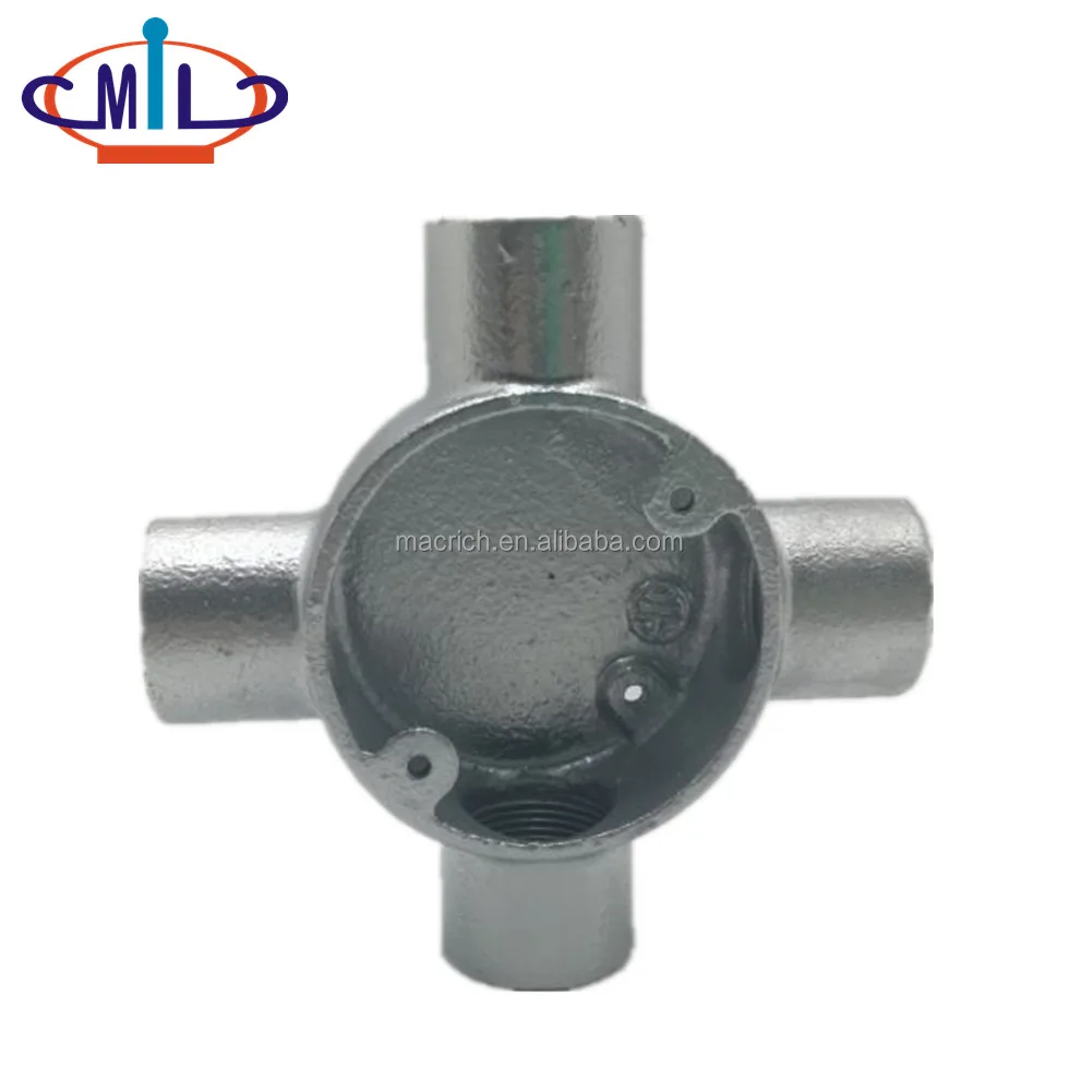 Galvanized malleable iron electrical conduit 4 way box