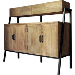 Furniture factory industrial style sideboard reclaimed furniture rustic metal wooden multi-purpose sideboard