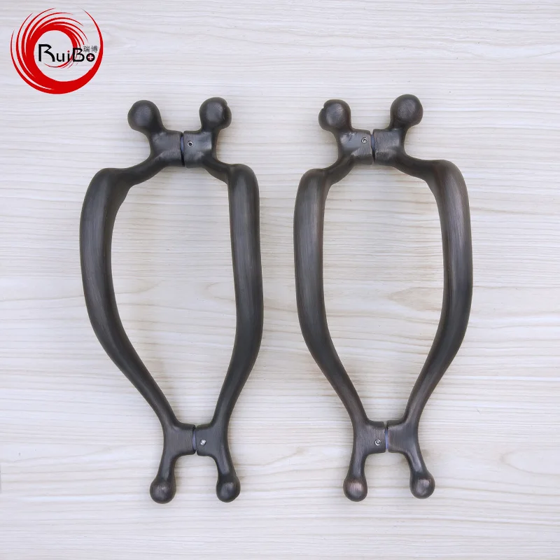 RB-127 copper door handle for door made by carving