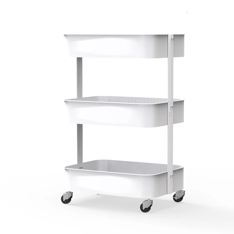 
Movable Metal Food Cart With Wheels Trolley For Kitchen Storage 