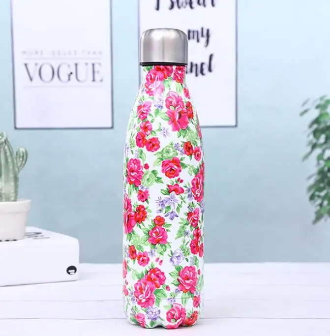 Stainless steel 304 cola shape pattern insulated outdoor water bottle,Coke double layer stainless steel insulation cup