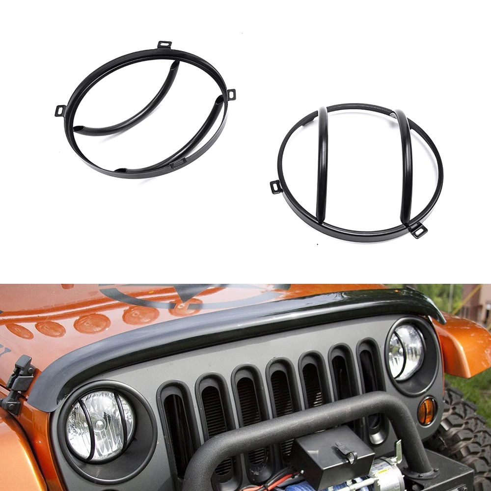 
Stainless Steel Head Lamp Cover For Jeep Wrangler JK Front Headlight Cover, Exterior Accessories Parts Turn Signal Light Guard 