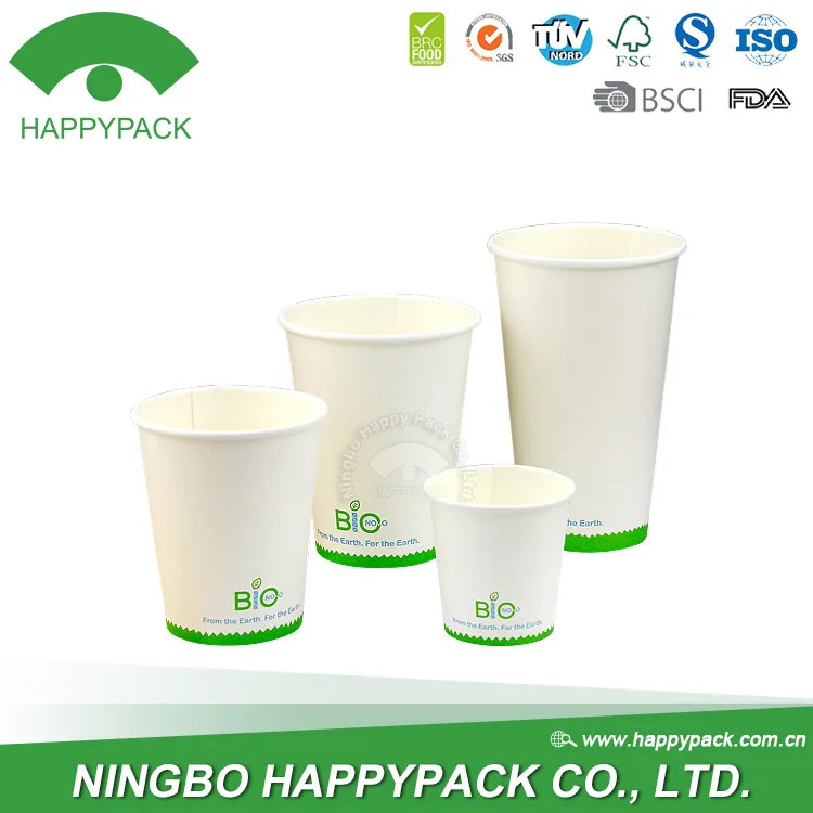 
HAPPYPACK Custom Color Wholesale Disposable High Quality Single Wall Cup Hot Coffee PLA Paper Cups 4/8/10/12/16/20oz Free Sample 